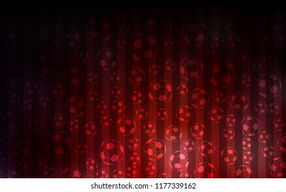 Dark Red vector cover with football symbols. Colored illustration with balls on a gradiental backdrop. Pattern for ads of football championship.