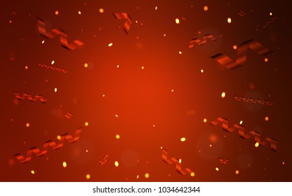 Dark Red vector cover with happy holiday ribbons. Blurred decorative design in anniversary style with confetti. The pattern can be used for birthday gifts, congratulations.