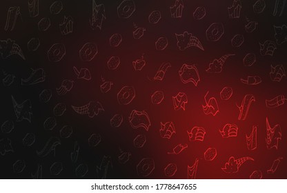 Dark Red vector cover with set of confections. Decorative shining illustration with sweets on abstract template. Pattern for ads of breakfast, lunch, dinner.