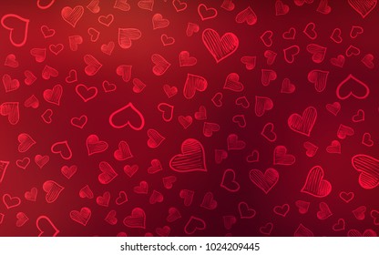 Dark Red vector cover with Shining hearts. Illustration with hearts in love concept for valentine's day. Design for ad, poster, banner of Valentine Day.