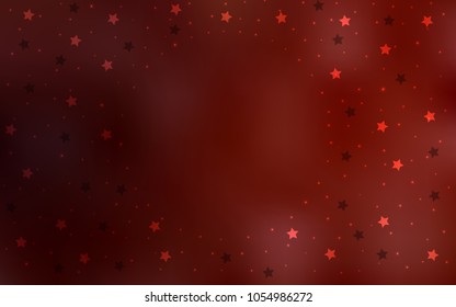 Dark Red vector cover with small and big stars. Decorative shining illustration with stars on abstract template. The pattern can be used for new year ad, booklets.