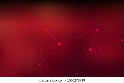 Dark Red vector cover with spots, lines. Glitter abstract illustration with connection of triangle structure. Pattern can be used for beautiful websites.