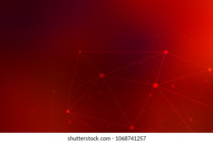 Dark Red vector cover with spots, lines. Abstract illustration with colorful discs and triangles. Pattern can be used for futuristic ad, booklets.