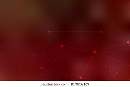 Dark Red vector cover with spots, lines. Glitter abstract illustration with connection of triangle structure. Pattern can be used for beautiful websites.