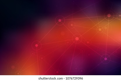 Dark Red vector cover with spots, lines. Glitter abstract illustration with connection of triangle structure. Pattern can be used as texture of wallpapers.