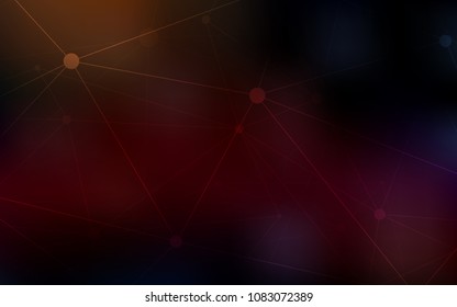 Dark Red vector cover with spots, lines. Glitter abstract illustration with connection of triangle structure. Pattern can be used as texture of wallpapers.