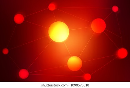 Dark Red vector cover with spots, lines. Modern abstract colorful illustration with spheres and lines. Pattern can be used as texture of wallpapers.