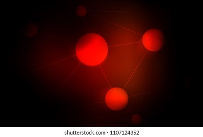 Dark Red vector cover with spots, lines. Abstract illustration with colorful discs and triangles. Pattern can be used for futuristic ad, booklets.