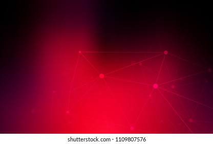 Dark Red vector cover with spots, lines. Glitter abstract illustration with connection of triangle structure. New design for ad, poster, banner of your website.