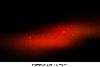 Dark Red vector cover with spots, lines. Abstract illustration with colorful discs and triangles. Completely new template for your brand book.