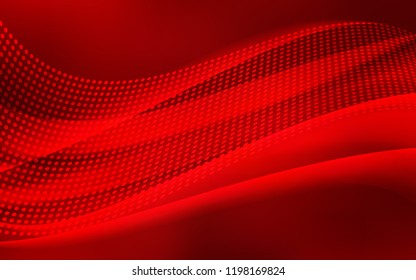 Dark Red vector cover with spots, lines. Colorful illustration with circles and lines in futuristic style. Pattern for design of window blinds, curtains.