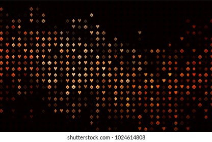 Dark Red vector cover with symbols of gamble. Shining illustration with hearts, spades, clubs, diamonds. Pattern for ads of parties, events in Vegas.