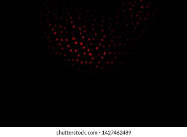 Dark Red vector cover with symbols of gamble. Illustration with set of hearts, spades, clubs, diamonds. Pattern for leaflets of poker games, events.