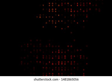 Dark Red vector cover with symbols of gamble. Colorful gradient with signs of hearts, spades, clubs, diamonds. Smart design for your business advert of casinos.