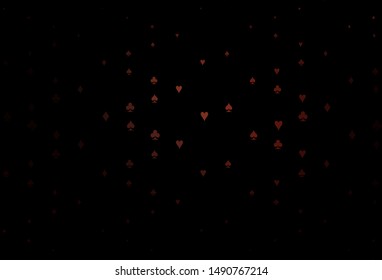 Dark Red vector cover with symbols of gamble. Illustration with set of hearts, spades, clubs, diamonds. Pattern for ads of parties, events in Vegas.