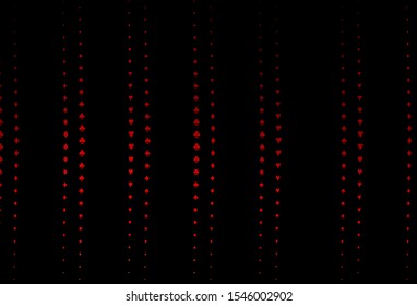 Dark Red vector cover with symbols of gamble. Colorful gradient with signs of hearts, spades, clubs, diamonds. Pattern for ads of parties, events in Vegas.