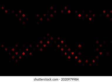 Dark red vector cover with symbols of gamble. Colored illustration with hearts, spades, clubs, diamonds. Pattern for ads of parties, events in Vegas.