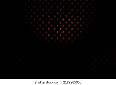 Dark red vector cover with symbols of gamble. Shining illustration with hearts, spades, clubs, diamonds. Pattern for leaflets of poker games, events.