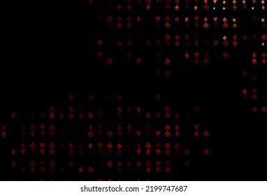 Tapa vectorial roja oscura con símbolos de juego. Ilustración con un conjunto de corazones, espadas, palos, diamantes. Diseño inteligente para su anuncio comercial de casinos.