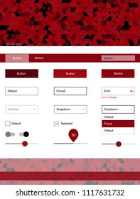 Dark Red vector design ui kit with dots. Web ui kit with abstract gradient circles in its header. This sample is for your landing page.