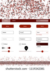 Dark Red vector design ui kit with dots. Simple Material Design Kit with colorful dots in header. This template you can use for landing pages.