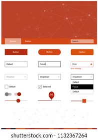 Dark Red vector design ui kit with mosaic, circles. Simple Material Design Kit with colorful triangles, circles. This template you can use for landing pages.