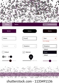 Dark Red vector design ui kit with dots. Beautiful ui ux kit with colorful dots in its header. Simple colorful design for websites.