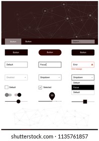 Dark Red vector design ui kit with mosaic, circles. Simple Material Design Kit with colorful triangles, circles. This template you can use for websites.