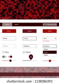 Dark Red vector design ui kit with dots. Web ui kit with abstract gradient circles in its header. Beautiful layout for websites, landing pages.