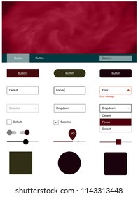 Dark Red vector design ui kit with universe stars. Colorful Style guide with stars on abstract background. This template you can use for websites.