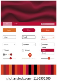 Dark Red vector design ui kit with curved circles. Elegant bright illustration with gradient  in memphis style. Beautiful layout for websites, landing pages.