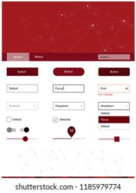 Dark Red vector design ui kit with mosaic, circles. Style guide in polygonal style with triangles, circles. Simple colorful design for websites.