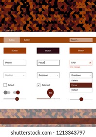 Dark Red vector design ui kit with dots. Beautiful ui ux kit with colorful dots in its header. This template you can use for landing pages.