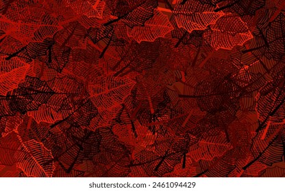 Dark Red vector doodle backdrop with leaves. Modern geometrical abstract illustration with leaves. Textured pattern for websites, banners.