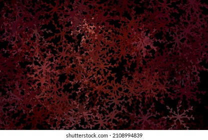 Dark Red vector doodle background with flowers, leaves. Colorful abstract illustration with leaves in doodle style. Hand painted design for web, wrapping.