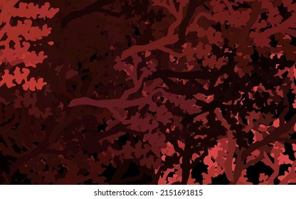 Dark Red vector doodle background with leaves, branches. Colorful illustration in doodle style with leaves, branches. Colorful pattern for kid's books.