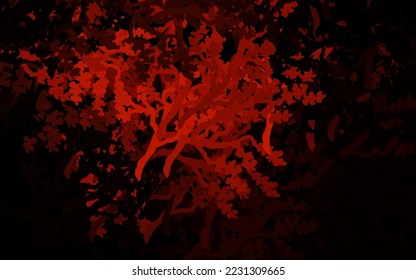 Dark Red vector doodle background with leaves, branches. Shining colored illustration with leaves and branches. A new texture for your wallpaper design.