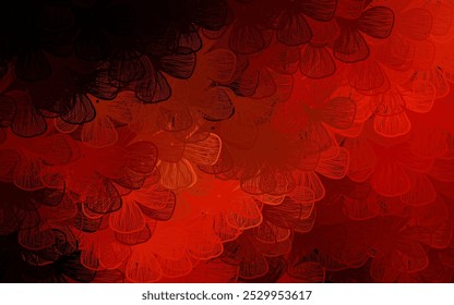 Dark Red vector doodle background with trees, branches. Sketchy doodle flowers on white background. Colorful pattern for kid's books.