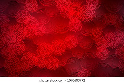 Dark Red vector doodle blurred pattern. A vague abstract illustration with flowers in doodles style. Hand painted design for web, leaflet, textile.