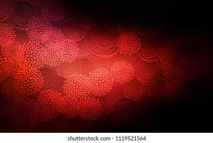 Dark Red vector doodle bright pattern. Flowers on blurred abstract background with gradient. The best blurred design for your business.