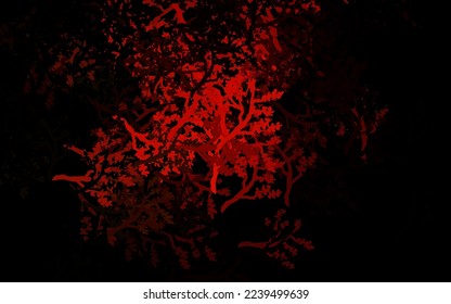 Dark Red vector elegant pattern with trees, branches. Shining colorful illustration with trees in doodle style. Brand new style for your business design.