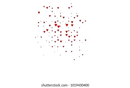 Dark Red vector greeting Card Happy Valentine's Day. Pattern with isolated hearts on the white background. Colored illustration for your banner, website, advert.