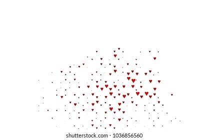 Dark Red vector greeting Card Happy Valentine's Day. Pattern with isolated hearts on the white background. Colored illustration for your banner, website, advert.