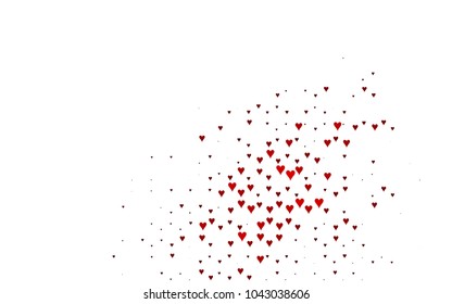 Dark Red vector greeting Card Happy Valentine's Day. Pattern with isolated hearts on the white background. Colored illustration for your banner, website, advert.