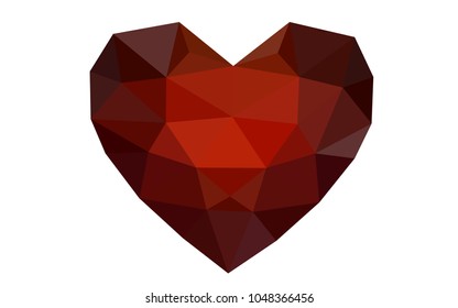 Dark Red vector greeting Card Happy Valentine's Day. Lettering with hearts on the white polygonal background. Colored triangular illustration for your business.