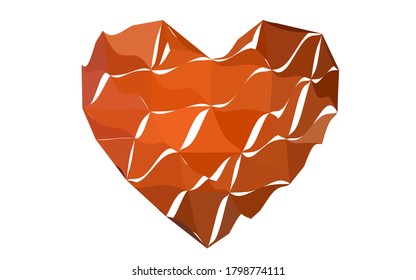 Dark Red vector greeting Card Happy Valentine's Day. Lettering with hearts on the white polygonal background. Colored triangular illustration for your business.
