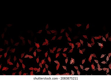 Dark Red vector hand painted texture. New colorful illustration in doodle style with leaves. Hand painted design for web, leaflet, textile.