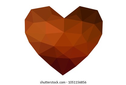 Dark Red vector heart isolated on white background. Geometric rumpled triangular low poly origami style gradient graphic illustration. Polygonal design for your business.