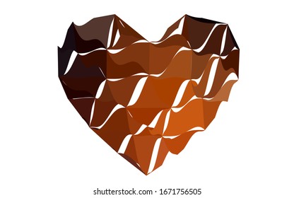 Dark Red vector heart isolated on white background. Geometric rumpled triangular low poly origami style gradient graphic illustration. Polygonal design for your business.