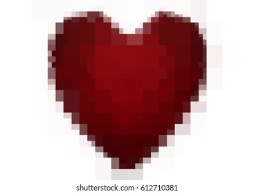Dark Red vector heart isolated on white background. Geometric rumpled rectangular low poly origami style gradient graphic illustration. Polygonal design for your business.